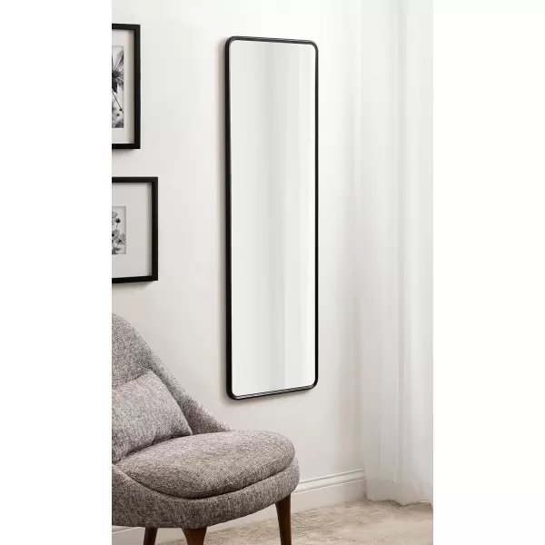 imageKate and Laurel Caskill Modern Glam Round Rectangle Tall Hanging Wall Mirror with Slim Frame and Narrow Profile 16x48 GoldBlack