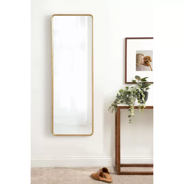 imageKate and Laurel Caskill Modern Glam Round Rectangle Tall Hanging Wall Mirror with Slim Frame and Narrow Profile 16x48 GoldGold