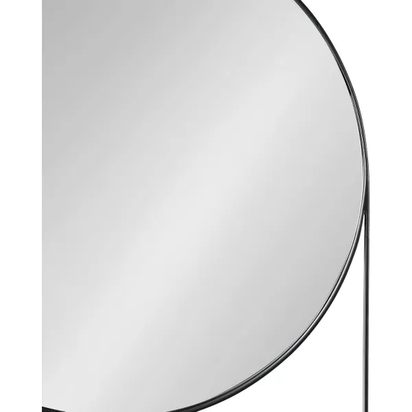 imageKate and Laurel Chadwin Modern Round Wall Mirror with Marble Shelf 15 x 21 White and Gold Glam Circle Metal Mirror with Hooks for Storage and DisplayNaturalBlack