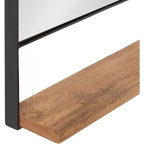 imageKate and Laurel Chadwin Modern Square Wall Mirror with Shelf 32 x 32 Natural Brown and Black Farmhouse Rectangle Wood and Metal Mirror for Storage and Display