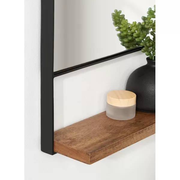 imageKate and Laurel Chadwin Modern Square Wall Mirror with Shelf 32 x 32 Natural Brown and Black Farmhouse Rectangle Wood and Metal Mirror for Storage and Display