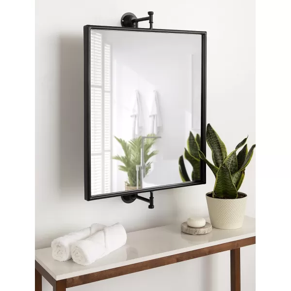 imageKate and Laurel Darbridge Modern Pivot Mirror 20 x 30 Black Adjustable Farmhouse Rectangular Mirror for WallBlack