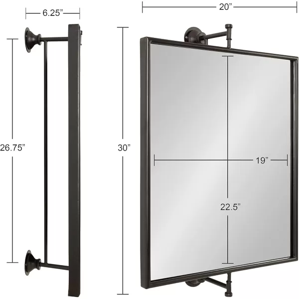 imageKate and Laurel Darbridge Modern Pivot Mirror 20 x 30 Black Adjustable Farmhouse Rectangular Mirror for WallBlack