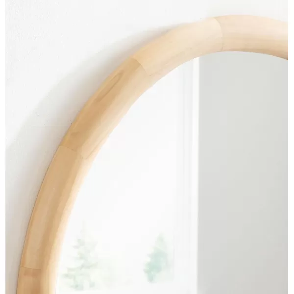 imageKate and Laurel Dessa Transitional Arched Wooden Wall Mirror 24 x 36 Natural Rustic Modern Arch Bathroom Vanity Mirror with Chunky Rounded Profile and Solid Poplar Wood FrameNatural