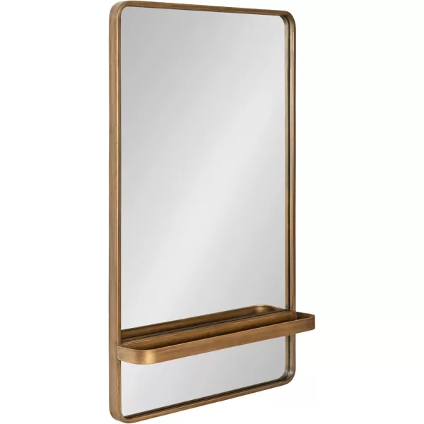 imageKate and Laurel Estero Modern Metal Rectangle Mirror with Rounded Shelf 20 x 34 Black Decorative Contemporary Rounded Rectangle Shelf Mirror for Living Room or Bedroom Storage and DisplayGold