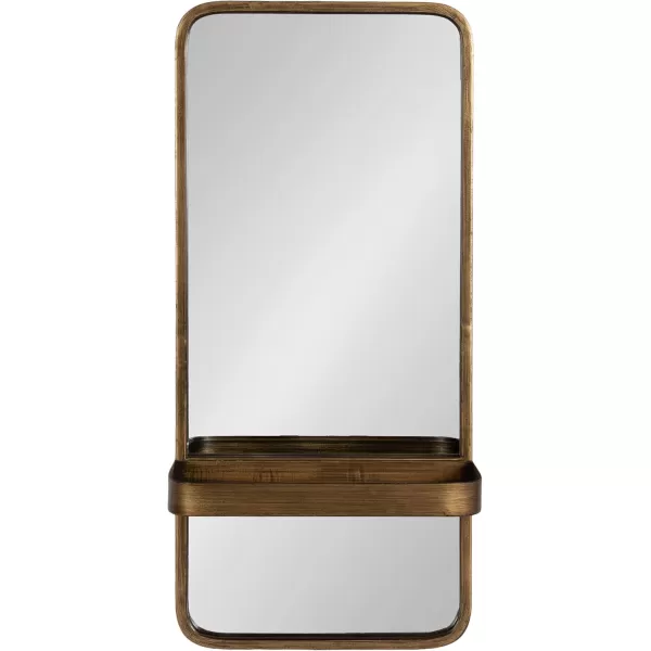 imageKate and Laurel Estero Modern Metal Rectangle Mirror with Rounded Shelf 20 x 34 Black Decorative Contemporary Rounded Rectangle Shelf Mirror for Living Room or Bedroom Storage and DisplayGold