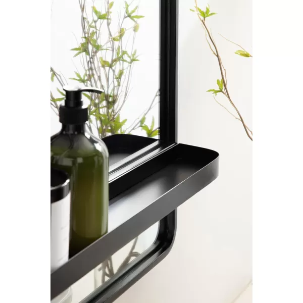 imageKate and Laurel Estero Modern Metal Rectangle Mirror with Rounded Shelf 20 x 34 Black Decorative Contemporary Rounded Rectangle Shelf Mirror for Living Room or Bedroom Storage and DisplayBlack