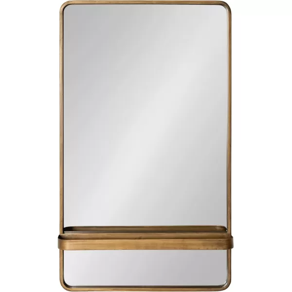 imageKate and Laurel Estero Modern Metal Rectangle Mirror with Rounded Shelf 20 x 34 Black Decorative Contemporary Rounded Rectangle Shelf Mirror for Living Room or Bedroom Storage and DisplayGold