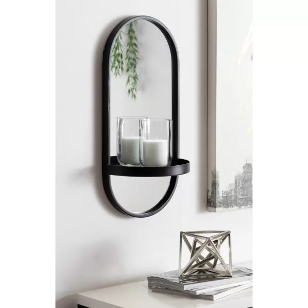 imageKate and Laurel Estero Modern Metal Wall Mirror with Shelf 11quot x 24quot Silver Chic Contemporary Wall AccentBlack