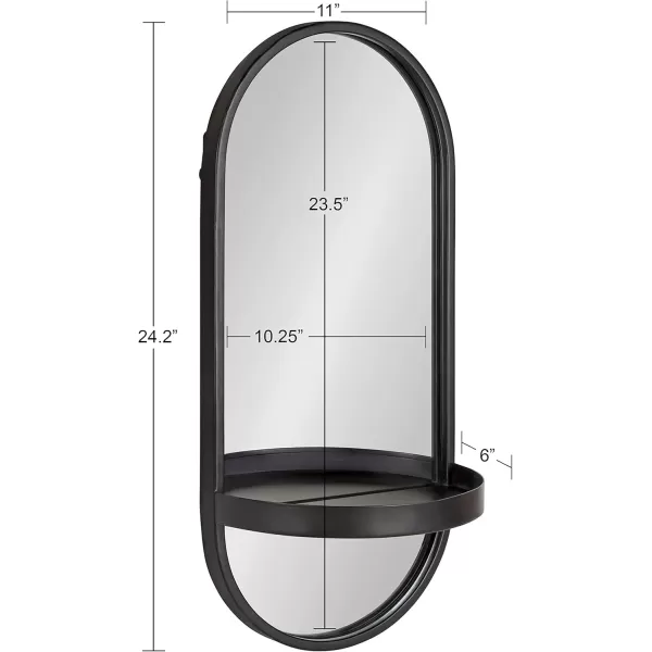 imageKate and Laurel Estero Modern Metal Wall Mirror with Shelf 11quot x 24quot Silver Chic Contemporary Wall AccentBlack