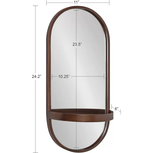 imageKate and Laurel Estero Modern Metal Wall Mirror with Shelf 11quot x 24quot Silver Chic Contemporary Wall AccentBronze