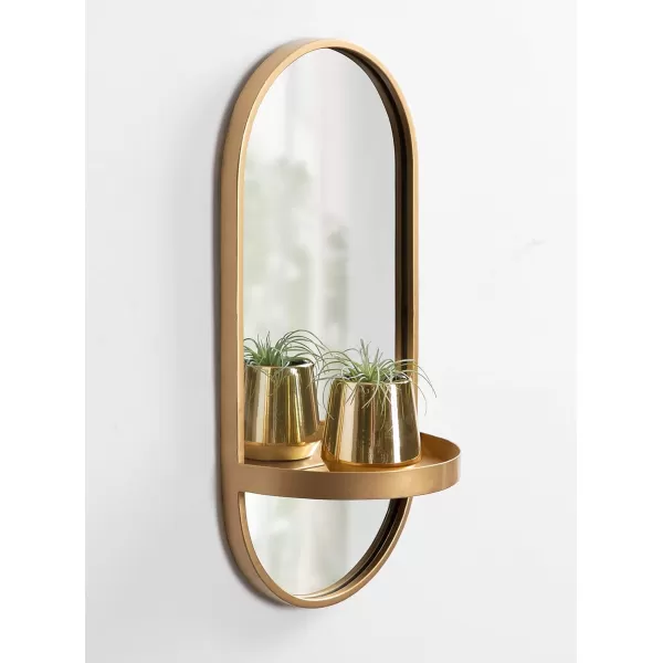 imageKate and Laurel Estero Modern Metal Wall Mirror with Shelf 11quot x 24quot Silver Chic Contemporary Wall AccentGold