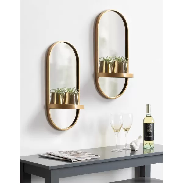imageKate and Laurel Estero Modern Metal Wall Mirror with Shelf 11quot x 24quot Silver Chic Contemporary Wall AccentGold