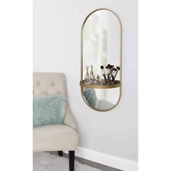 imageKate and Laurel Estero Modern Metal Wall Mirror with Shelf 11quot x 24quot Silver Chic Contemporary Wall AccentGold