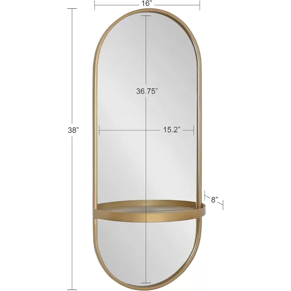 imageKate and Laurel Estero Modern Metal Wall Mirror with Shelf 11quot x 24quot Silver Chic Contemporary Wall AccentGold