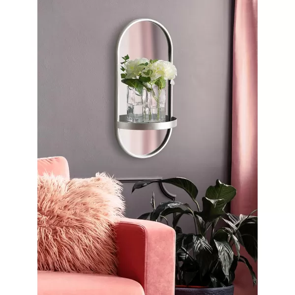 imageKate and Laurel Estero Modern Metal Wall Mirror with Shelf 11quot x 24quot Silver Chic Contemporary Wall AccentSilver