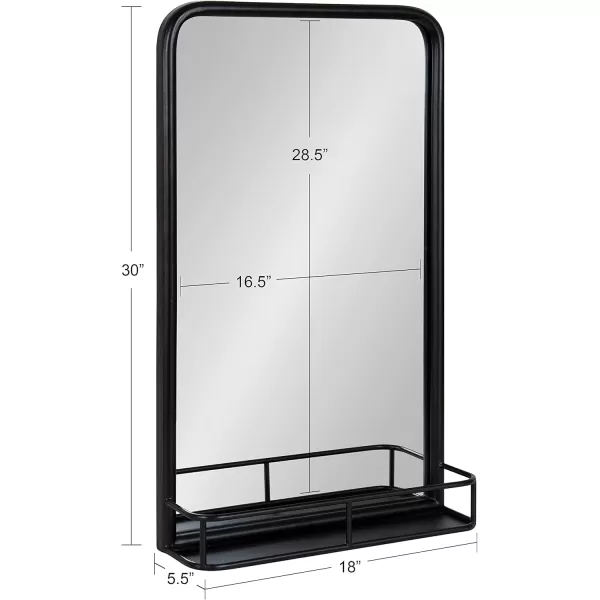 imageKate and Laurel Estero Modern Radius Rectangle Mirror with Shelf 18 x 30 Silver Chic Industrial Iron Mirror with Durable Shelf for Storage and DisplayBlack