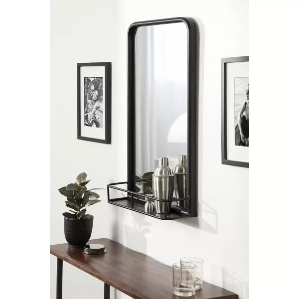 imageKate and Laurel Estero Modern Radius Rectangle Mirror with Shelf 18 x 30 Silver Chic Industrial Iron Mirror with Durable Shelf for Storage and DisplayBlack