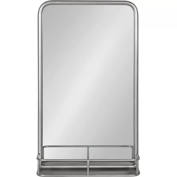 imageKate and Laurel Estero Modern Radius Rectangle Mirror with Shelf 18 x 30 Silver Chic Industrial Iron Mirror with Durable Shelf for Storage and DisplaySilver