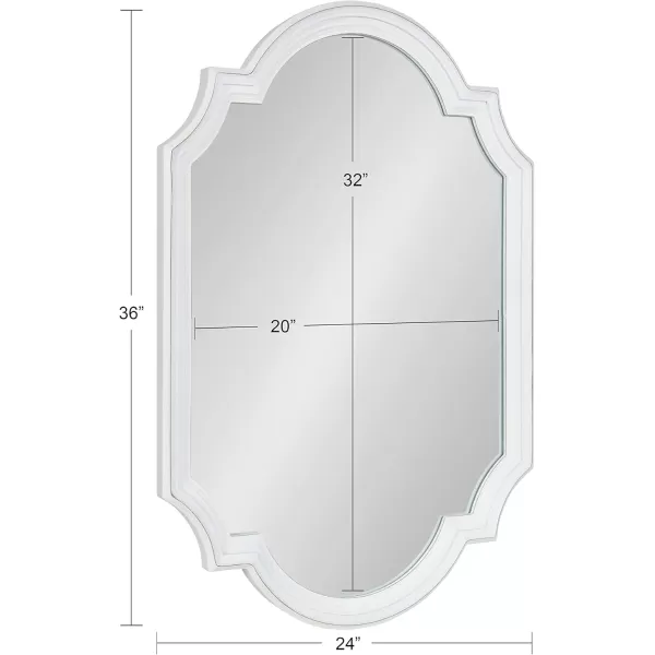 imageKate and Laurel Fairbourne Farmhouse Scalloped Panel Wall Mirror 20 x 42 Distressed White Traditional Tall Decorative Mirror with Elegant Scalloped Edge for Sleek Coastal Home DecorWhite