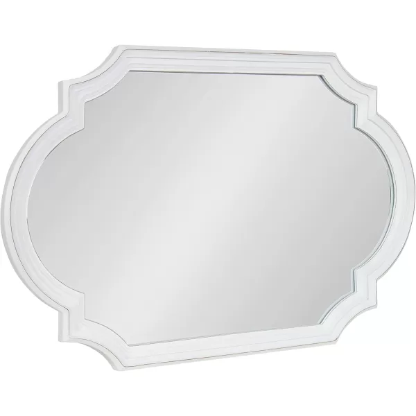 imageKate and Laurel Fairbourne Farmhouse Scalloped Panel Wall Mirror 20 x 42 Distressed White Traditional Tall Decorative Mirror with Elegant Scalloped Edge for Sleek Coastal Home DecorWhite