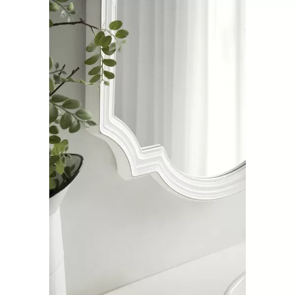 imageKate and Laurel Fairbourne Farmhouse Scalloped Panel Wall Mirror 20 x 42 Distressed White Traditional Tall Decorative Mirror with Elegant Scalloped Edge for Sleek Coastal Home DecorWhite