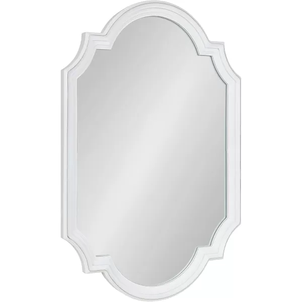 imageKate and Laurel Fairbourne Farmhouse Scalloped Panel Wall Mirror 20 x 42 Distressed White Traditional Tall Decorative Mirror with Elegant Scalloped Edge for Sleek Coastal Home DecorWhite