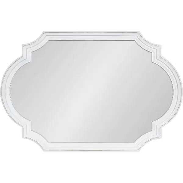 imageKate and Laurel Fairbourne Farmhouse Scalloped Panel Wall Mirror 20 x 42 Distressed White Traditional Tall Decorative Mirror with Elegant Scalloped Edge for Sleek Coastal Home DecorWhite