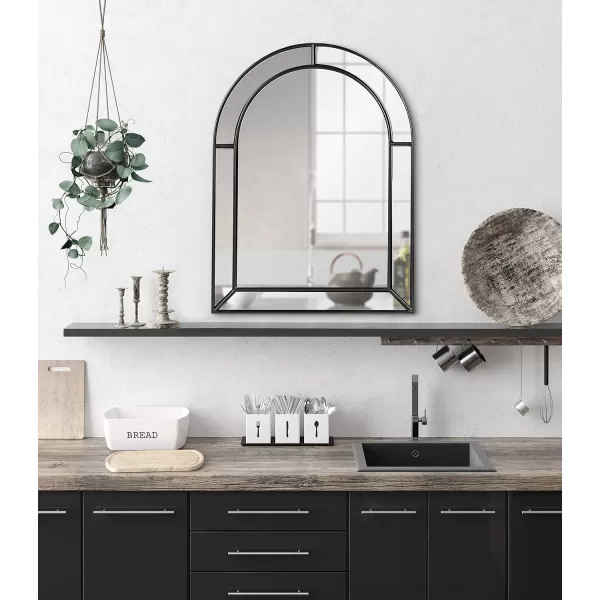 imageKate and Laurel Fairbrook Transitional Arched Wall Mirror 18 x 24 Black Sophisticated Glam Mirror Decor for WallBlack