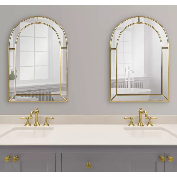 imageKate and Laurel Fairbrook Transitional Arched Wall Mirror 18 x 24 Gold Sophisticated Glam Mirror Decor for Wall