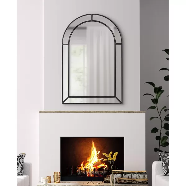 imageKate and Laurel Fairbrook Transitional Arched Wall Mirror 20 x 30 Black Sophisticated Glam Mirror Decor for Wall