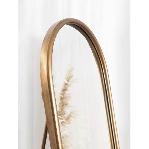 imageKate and Laurel Gabrill Glam Easel Free Standing Mirror 18 x 58 Antique Gold Decorative Full Length Mirror with Arch ShapeGold