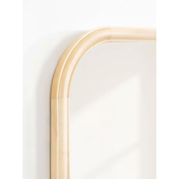 imageKate and Laurel Glenby MidCentury Modern Arch Wall Mirror 24 x 36 Natural Wood Wooden Arched Bathroom Mirror with Rounded and Stepped Frame ProfileNatural