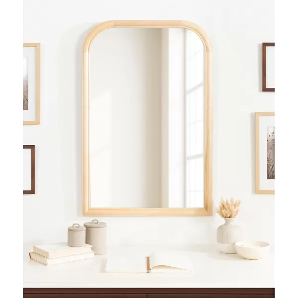 imageKate and Laurel Glenby MidCentury Modern Arch Wall Mirror 24 x 36 Natural Wood Wooden Arched Bathroom Mirror with Rounded and Stepped Frame ProfileNatural