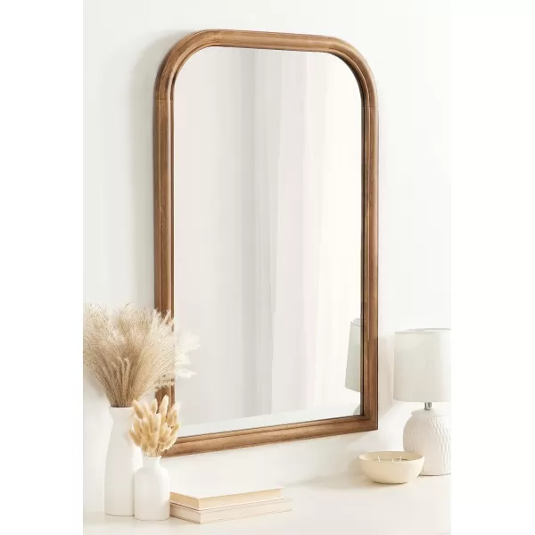 imageKate and Laurel Glenby MidCentury Modern Arch Wall Mirror 24 x 36 Natural Wood Wooden Arched Bathroom Mirror with Rounded and Stepped Frame ProfileRustic Brown