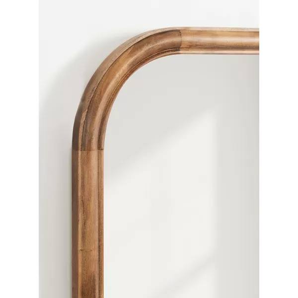 imageKate and Laurel Glenby MidCentury Modern Arch Wall Mirror 24 x 36 Natural Wood Wooden Arched Bathroom Mirror with Rounded and Stepped Frame ProfileRustic Brown