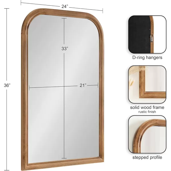 imageKate and Laurel Glenby MidCentury Modern Arch Wall Mirror 24 x 36 Natural Wood Wooden Arched Bathroom Mirror with Rounded and Stepped Frame ProfileRustic Brown