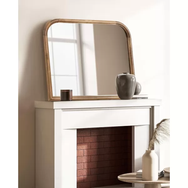 imageKate and Laurel Glenby MidCentury Modern Arch Wall Mirror 24 x 36 Natural Wood Wooden Arched Bathroom Mirror with Rounded and Stepped Frame ProfileRustic Brown