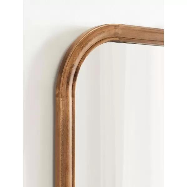 imageKate and Laurel Glenby MidCentury Modern Arch Wall Mirror 24 x 36 Natural Wood Wooden Arched Bathroom Mirror with Rounded and Stepped Frame ProfileRustic Brown