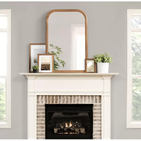 imageKate and Laurel Glenby MidCentury Modern Arch Wall Mirror 24 x 36 Natural Wood Wooden Arched Bathroom Mirror with Rounded and Stepped Frame ProfileRustic Brown