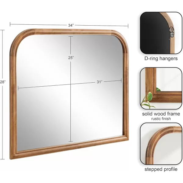 imageKate and Laurel Glenby MidCentury Modern Arch Wall Mirror 24 x 36 Natural Wood Wooden Arched Bathroom Mirror with Rounded and Stepped Frame ProfileRustic Brown