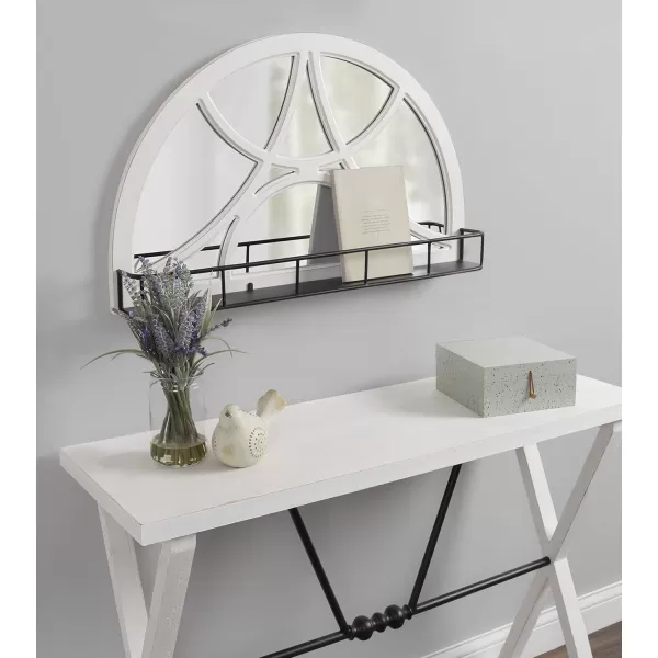 imageKate and Laurel Hollowday Rustic Wood Framed Arched Wall Mirror with Shelf 185 x 30 White and Black Farmhouse Wall Decor