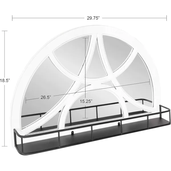 imageKate and Laurel Hollowday Rustic Wood Framed Arched Wall Mirror with Shelf 185 x 30 White and Black Farmhouse Wall Decor
