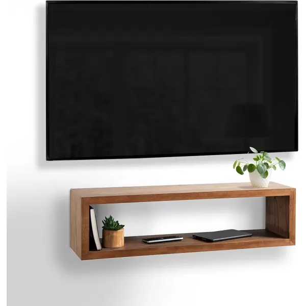 imageKate and Laurel Holt Modern Floating Wood Wall Shelf 30 x 8 Rustic Brown Chic Rectangular Floating Wood Console for WallRustic Brown