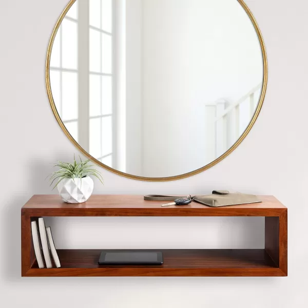 imageKate and Laurel Holt Modern Floating Wood Wall Shelf 30 x 8 Rustic Brown Chic Rectangular Floating Wood Console for WallWalnut Brown