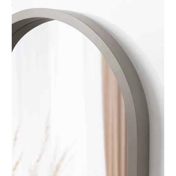 imageKate and Laurel Hutton Farmhouse Wood Arched Mirror 20 x 30 Gray Decorative Modern Large Arch Mirror with Deep Profile and Graywash Finish for WallGrey