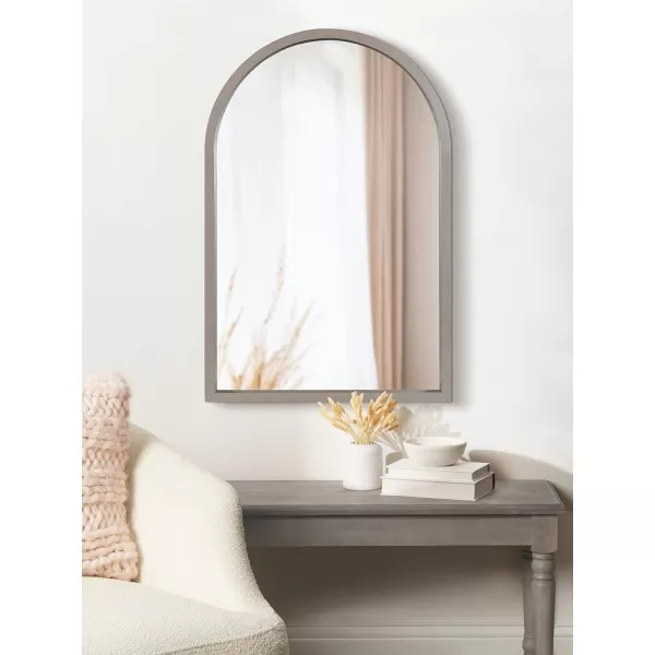 imageKate and Laurel Hutton Farmhouse Wood Arched Mirror 20 x 30 Gray Decorative Modern Large Arch Mirror with Deep Profile and Graywash Finish for WallGrey