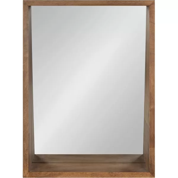 imageKate and Laurel Hutton Modern Wood Framed Mirror with Ledge Shelf 18 x 24 Walnut Brown Chic MidCentury Mirrors for WallRustic Brown