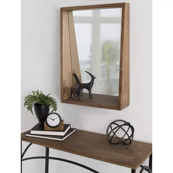 imageKate and Laurel Hutton Modern Wood Framed Mirror with Ledge Shelf 18 x 24 Walnut Brown Chic MidCentury Mirrors for WallRustic Brown