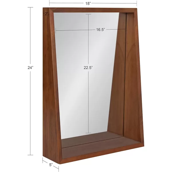 imageKate and Laurel Hutton Modern Wood Framed Mirror with Ledge Shelf 18 x 24 Walnut Brown Chic MidCentury Mirrors for WallWalnut Brown